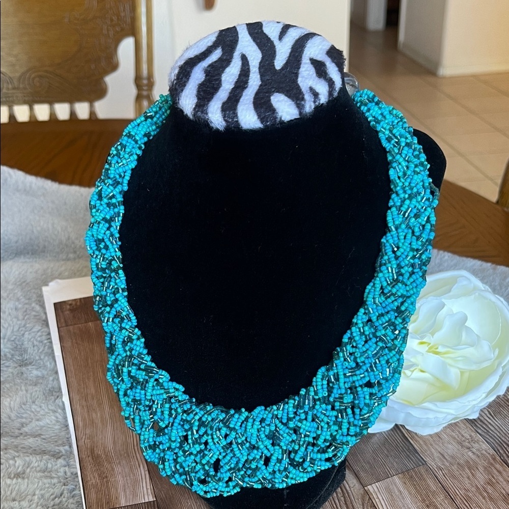 Vibrant Turquoise Beaded Necklace